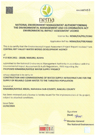 nema licence kinamba kayole wsp