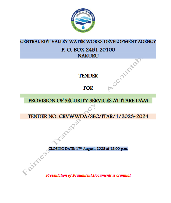 provision of security services at itare dam